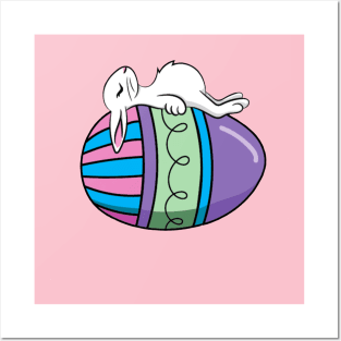 Sleeping Easter Bunny on an Easter Egg Posters and Art